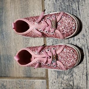 Used Bebe pink glitter toddler girl shoe size 7